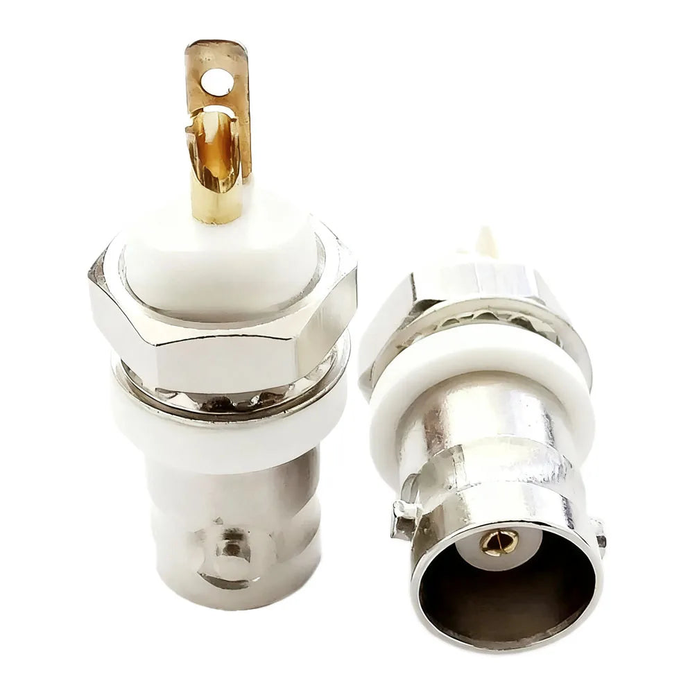5PCS 50 Ohm White Insulated BNC Connector - Panel Mount Female Socket for CCTV, Video Test Equipment & RF Coaxial Adapter