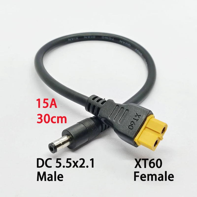 1PC High-quality XT60 Male/Female Connector To DC5.5x2.1/2.5mm Power Cord Adapter For Car Battery Charging Adapter Cord 30CM