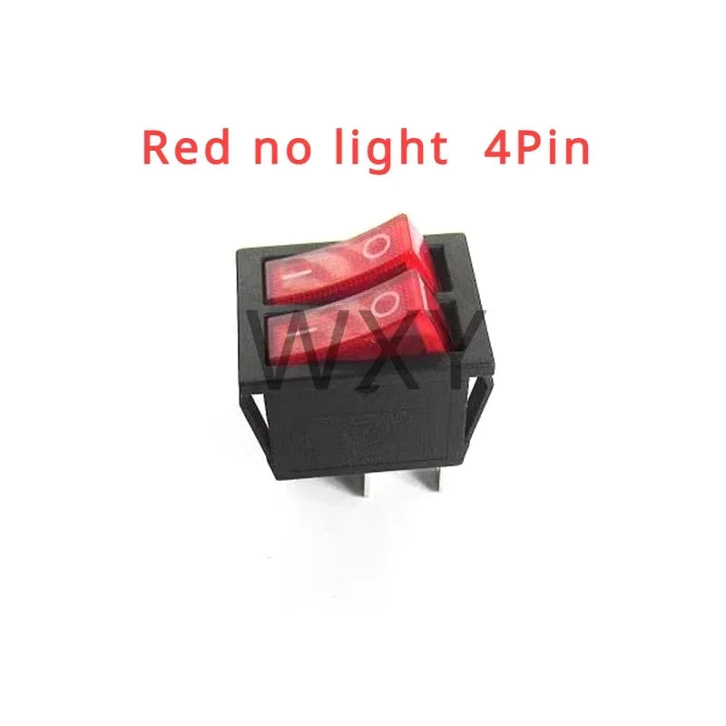 2Pcs KCD2 Double Boat Rocker Switch 6 Pin On-Off Position with Green Red Lights 20A 125VAC/16A 250V - Black No Light Option