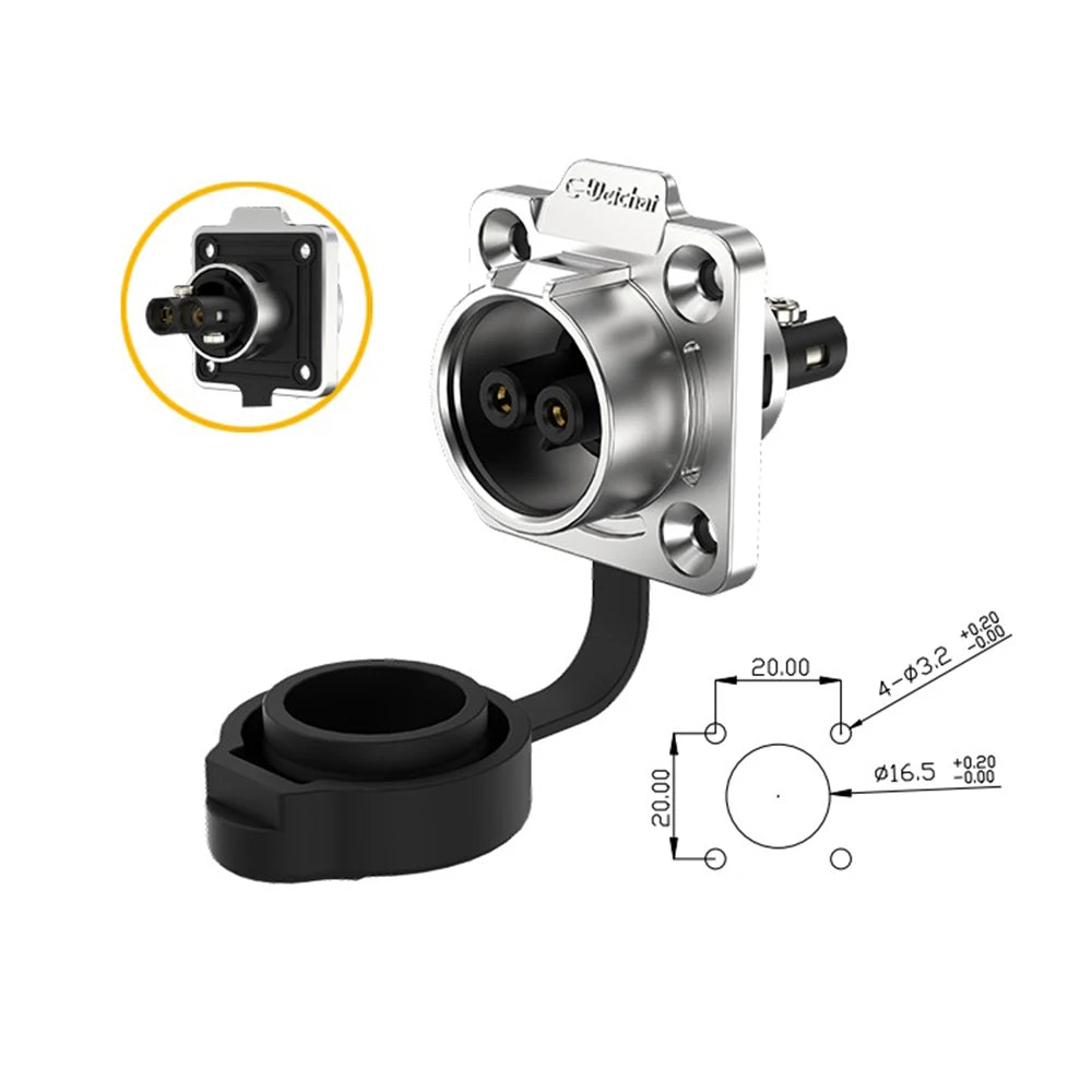 EW-LP16 IP68 Waterproof 20A 600V AC 2Pin 3Pin Crimping Quick Connection Power Aviation Connector Male Plug Female Socket Panel