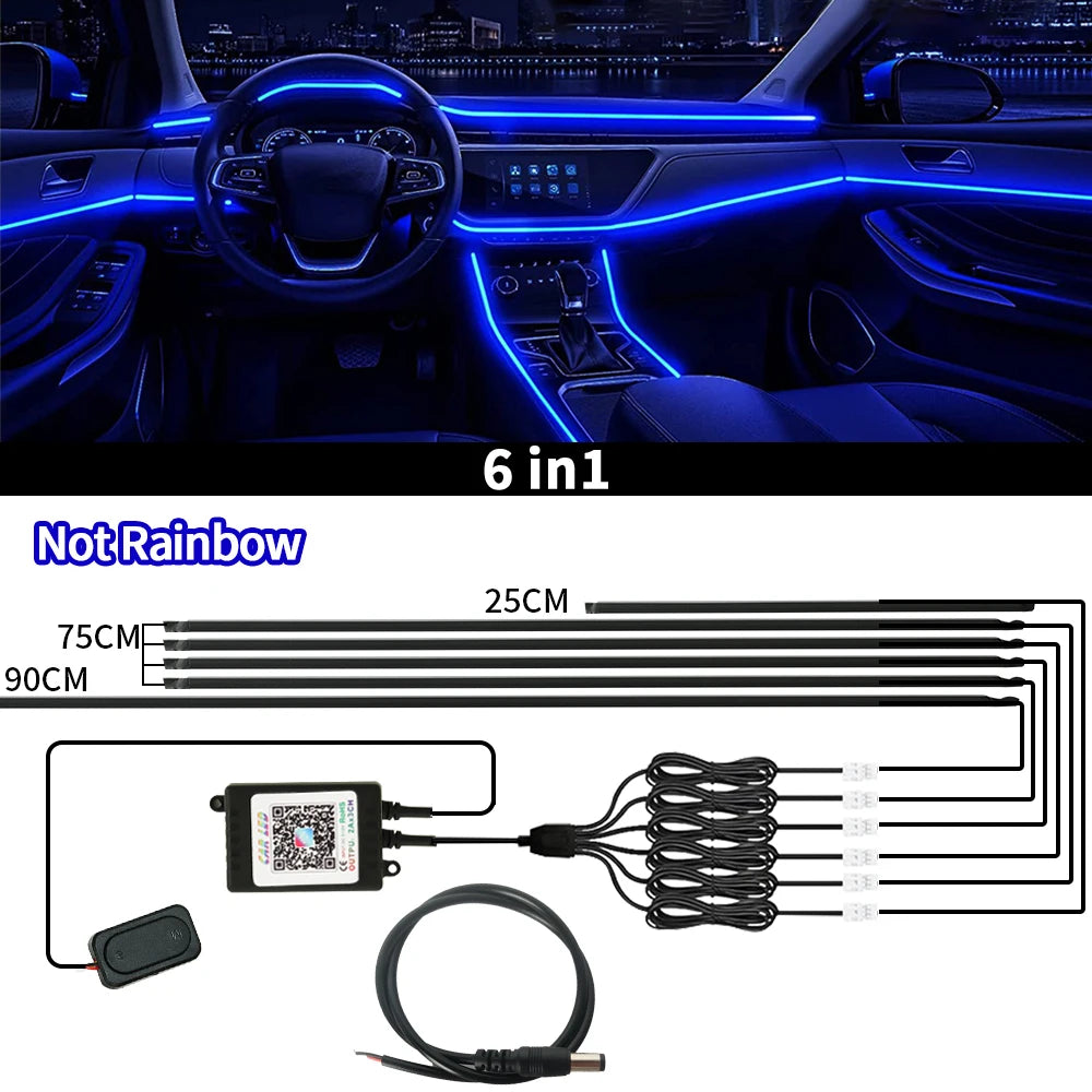 Symphony Car Ambient Lights Kit 18 in 1 LED Interior RGB APP Control Acrylic Guide Strip Light Auto Atmosphere Lamp