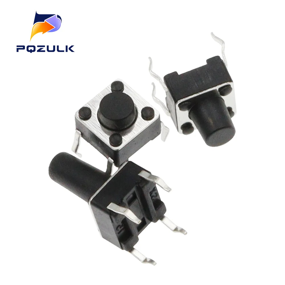 50PCS 6X6X5/4.3/5.5/6/7/8/9/10/13MM Tact Switch Push Button Switch 12V 4PIN DIP Micro Switch For TV/Toys/home use Button