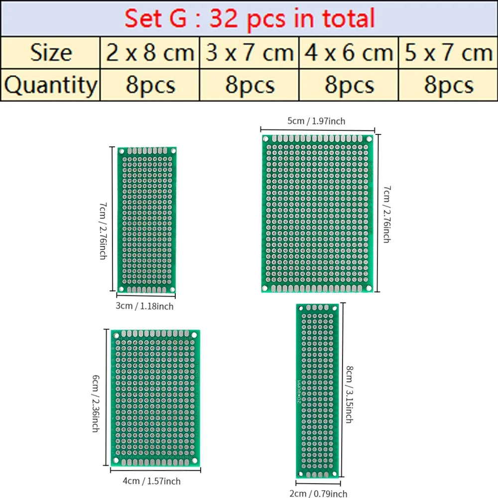 Universal PCB Circuit Protoboard Double Sided Breadboard 2x8 3x7 4x6 5x7 7x9CM Stripboard Prototyping Board DIY Electronic Kit