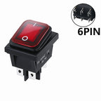 ON OFF KCD4 waterproof and oil proof switch four feet 2 file red green with lights six foot rocker power switch LED 12V 220V