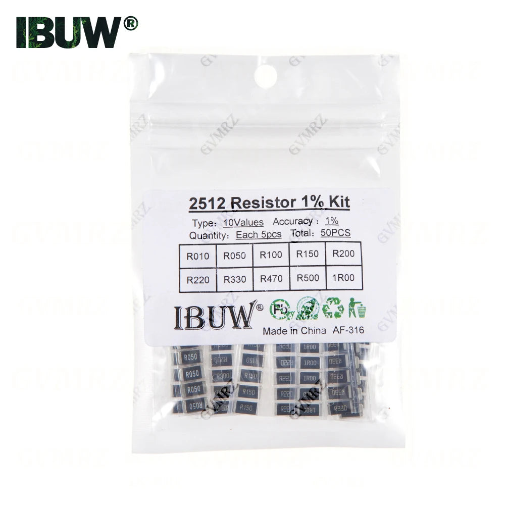 0201 0402 0603 0805 1206 1% 5% SMD Resistor Assorted Kit 1R-1M 10K 100K 1K 100R Resistance Set DIY