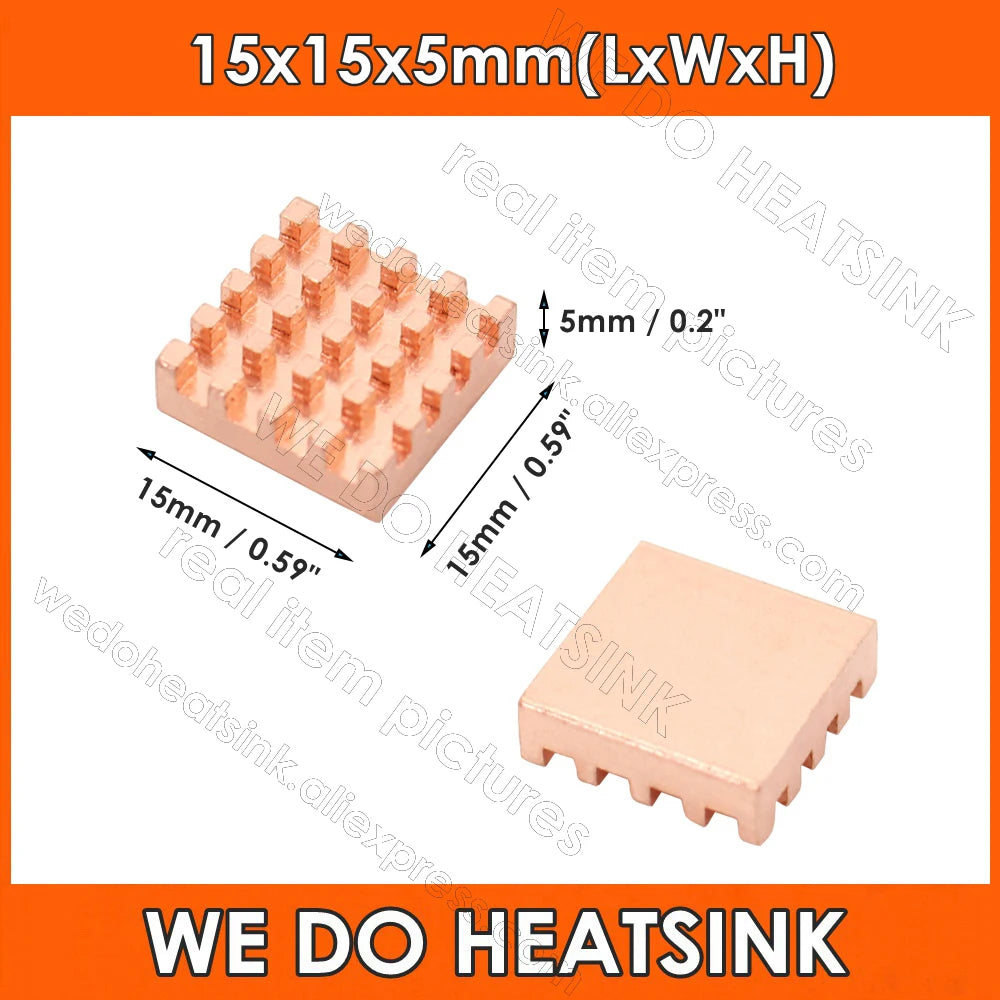 WE DO HEATSINK 10x10xmm 15x15x5mm 15x15x7mm Without or With Thermal Pad Square Pure Copper Heat Sink