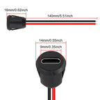 5PCS Type-C Female 2 Pin Type-C Female Socket Connector Waterproof Jack Female Charging Port 3A USB-C Charger Plug Socket