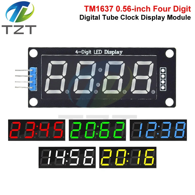 TM1637 LED Display Module for Arduino 4 Digit Tube 7 Segment 0.56 inch Time Clock Indicator Module Red Blue Green Yellow White