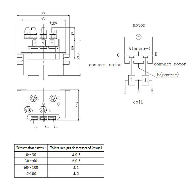 Winch Solenoid Relay 12V 200A DC 2 Phase Magnetic Intermittently Contactor 12/24/36/48/60VDC TK200-2Z