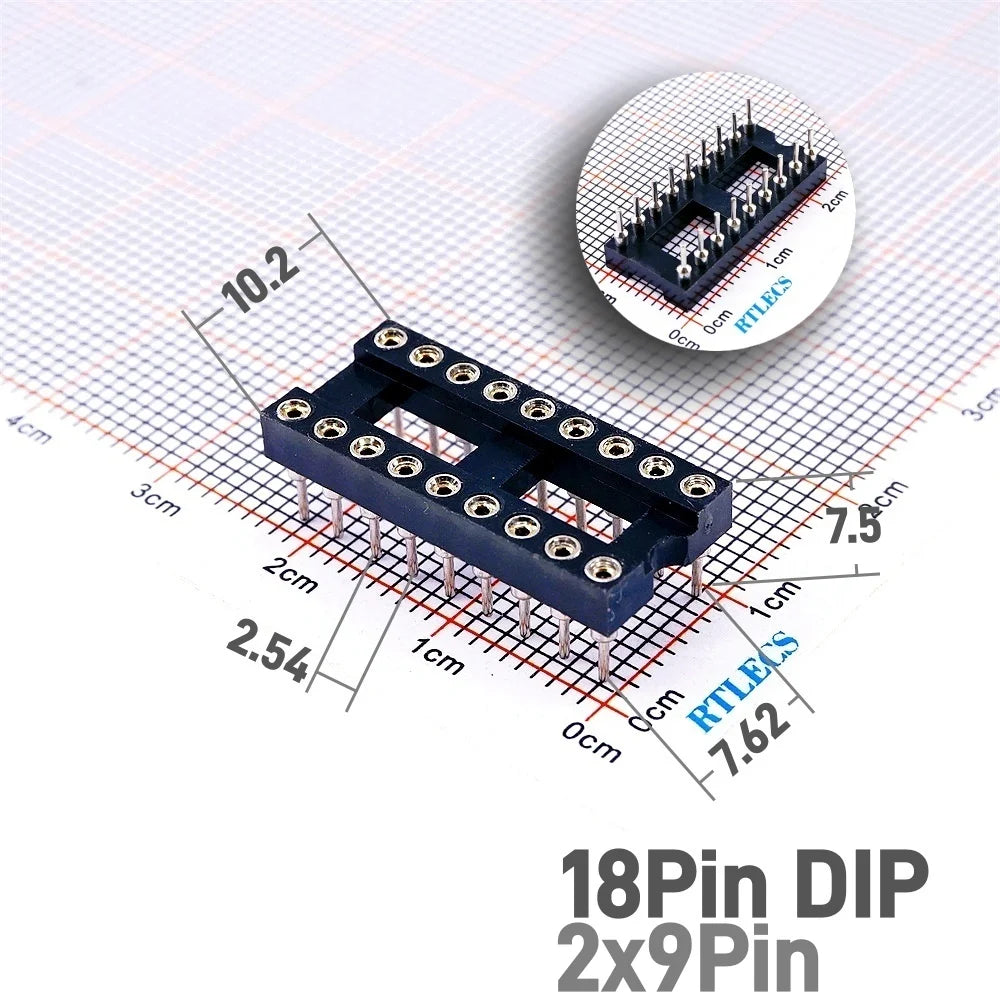 5/50 Pcs 2.54MM Pitch SMD DIP IC Socket Contact Clip Surface Mount Machined Receptacle 4 6 8 10 12 14 16 18 20 24 Pin Row 7.62mm