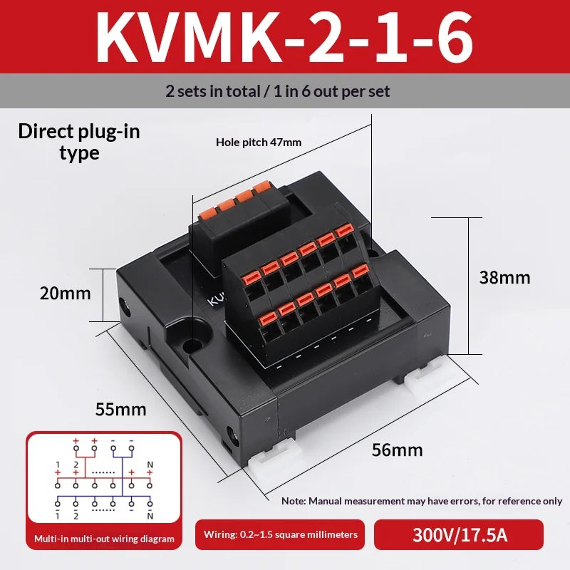 One in Multiple Out Direct Insertion Terminal Block Distribution Box DIN Rail Power Common Splitter PLC Signal Line Junction Box