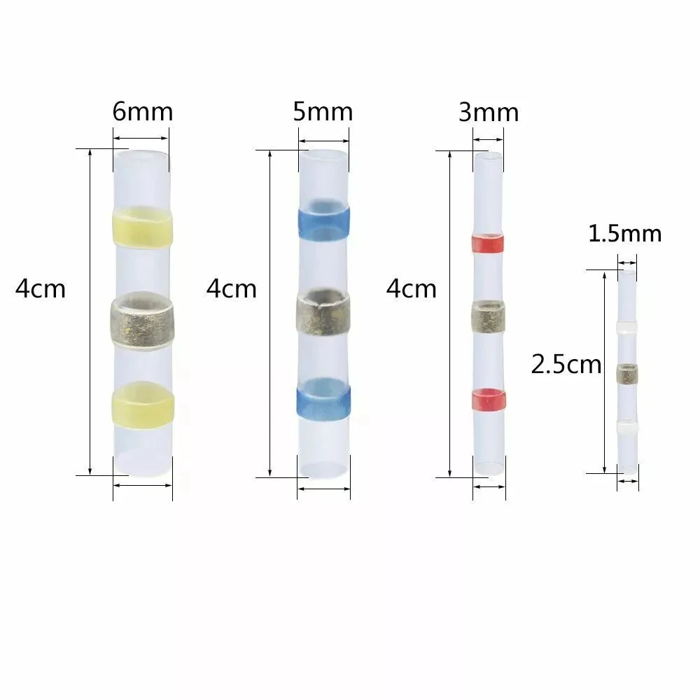 10-200pcs Welding Ring Heat Shrink Tube Terminal Waterproof Electrical Connection Solder Seal Wire Connectors Butt Splice
