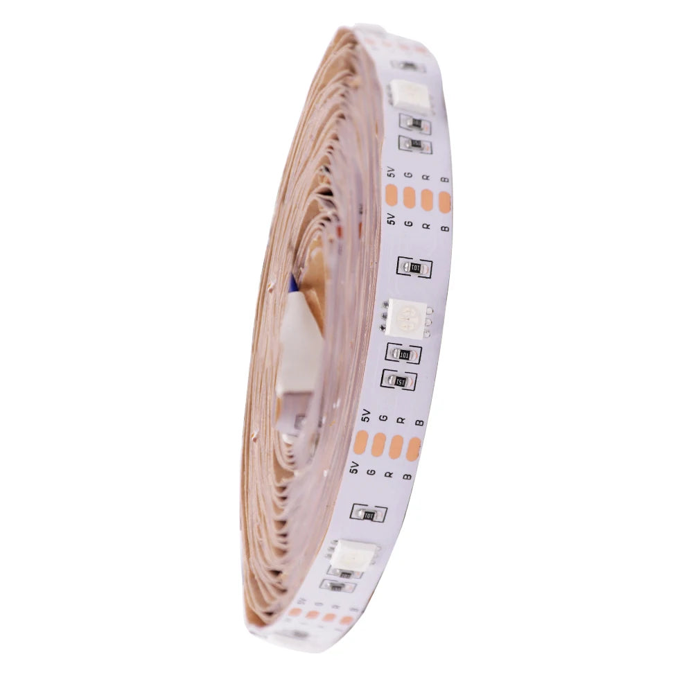 5v 5050 RGB LED Strip Light Flexible Tape Lamp Waterproof 50cm 1m 2m 3m 4m 5m With 4pin Plug White/ Black PCB Home Decoration