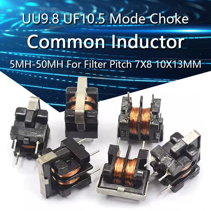 5PCS UU9.8 UF10.5 Common Mode Choke Inductor 5mH 10mH 15mH 20mH 25mH 30mH 40mH 50mH For Filter Pitch 7X8MM 10X13MM