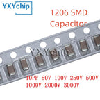 50PCS 1206 10PF 50V 100V 250V 500V 1000V 2000V 3000V ±5% 100J C0G NPO SMD Chip Multilayer Ceramic Capacitor