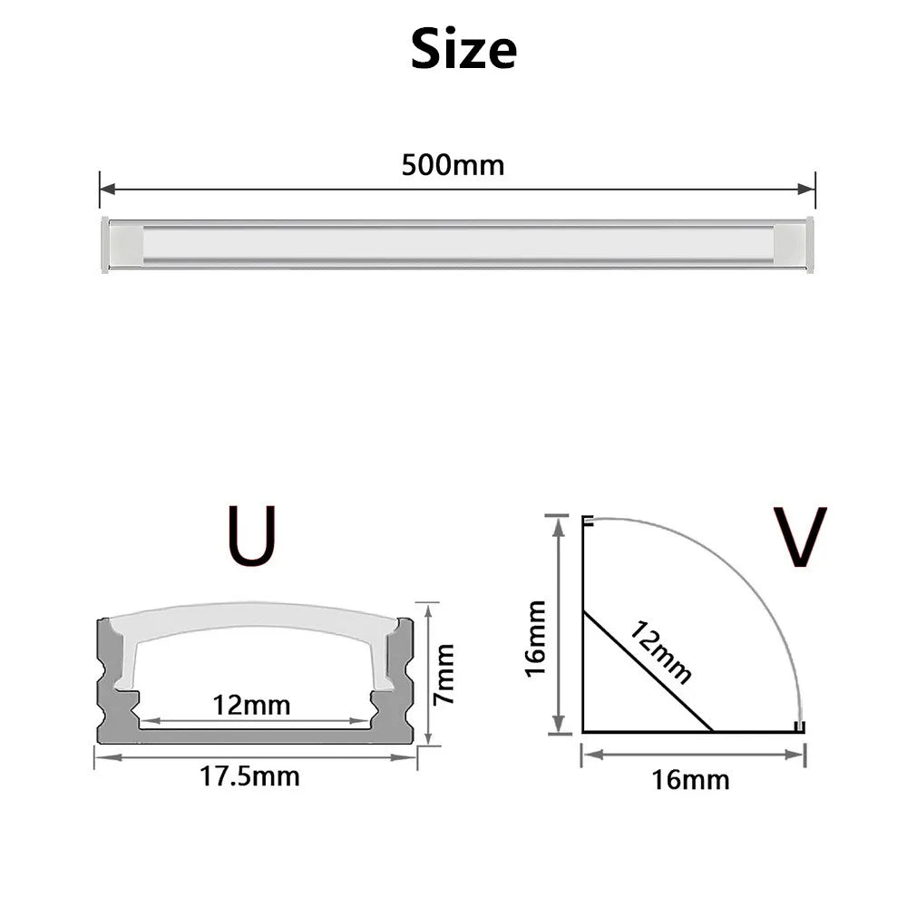 LED aluminum rigid light bar DC12V 50CM 20 inch U/V-shape 5730 36LEDs LED aluminum channel Home decoration lighting