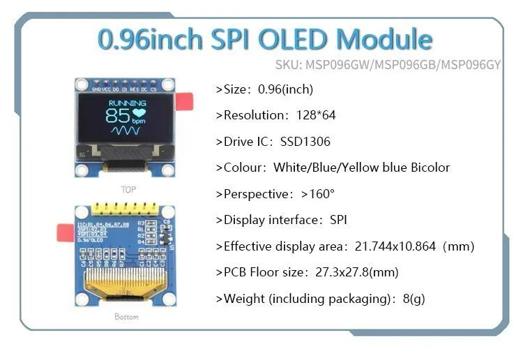 White Word OLED Series 0.91/0.96/1.3 Inch OLED Display Module IIC I2C SPI 128X64 I2C SSD1306 12864 LCD for Arduino