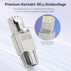 RJ45 Cat8 Cat7 Cat6 Toolless Field Termination Plug, Shielded (STP), Modular RJ45 Male Connector