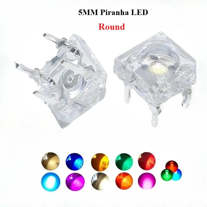 5mm F5 Piranha LED White Red Green Amber Clear 5mm 20MA LED Diode Light-Emitting-Diodes 4-pins Piranha LED Diodos Brightness
