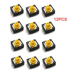 12set Tactile Push Button Switch Momentary 12*12*7.3MM Micro switch button with knob Yellow Green Red Kit 12x12x7.3