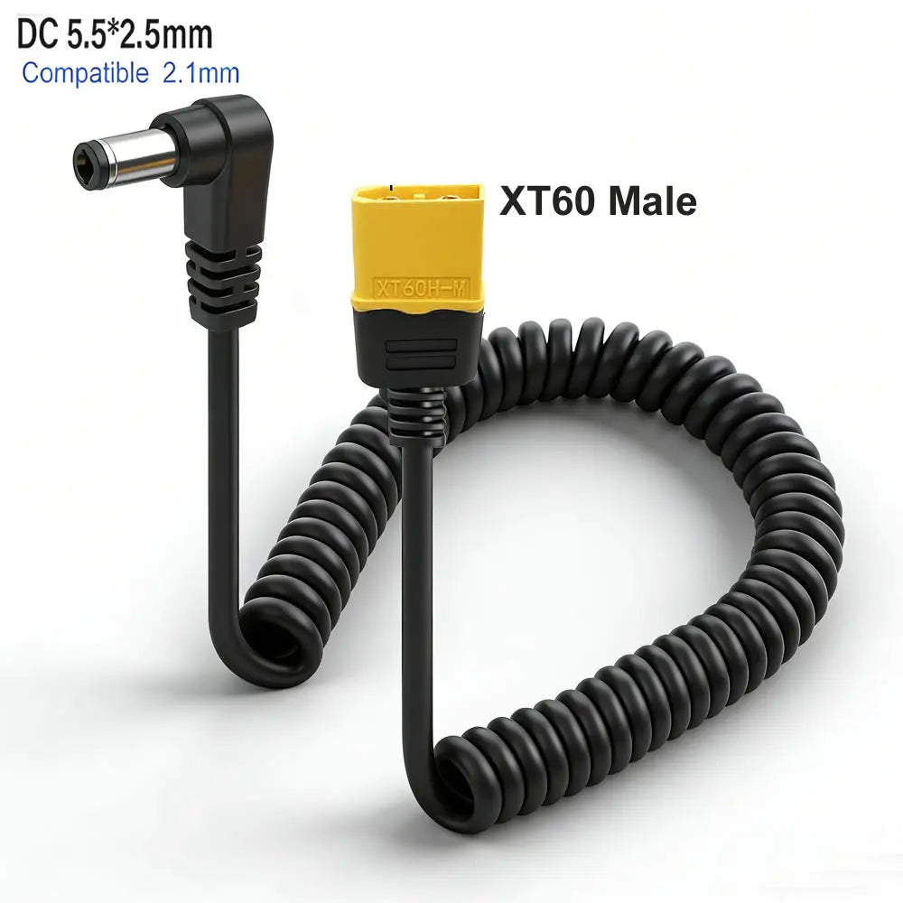 XT60 Male Connector To Male DC DC5525 Retractable Power Cable 5.5x2.5mm Adaptor For TS101 PINE64 Electronic Soldering Iron