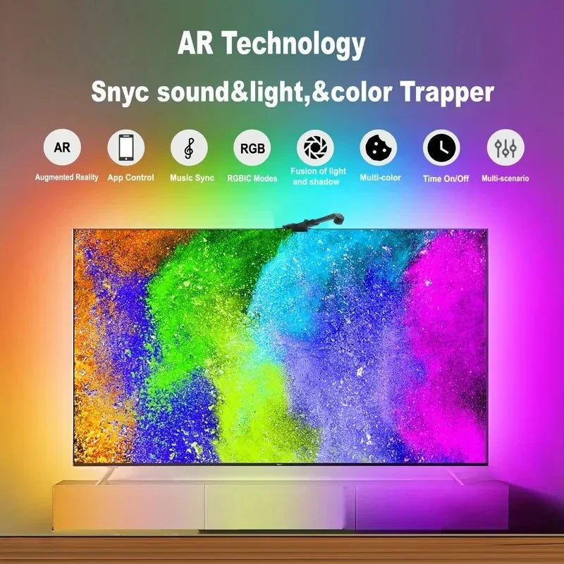 Smart LED TV Backlight Strip with AR Color Sensor App Controller with Music Sync RGB Ambient Light for 55 to 85 Inch Screen