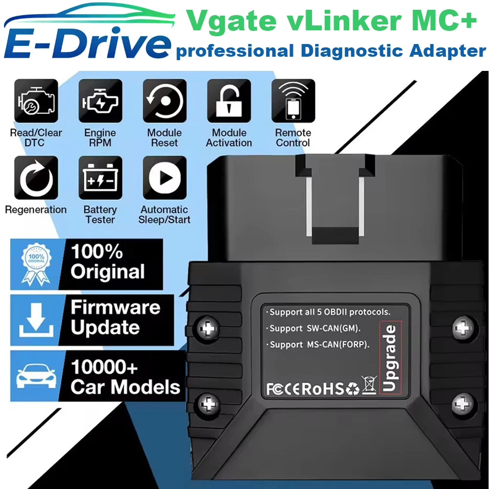 Vgate VLinker MC+ MC V2.2 Bluetooth 4.0 BT3.0 OBD Scanner Car Diagnostic Tools For IOS Android Scanner Auto Tool PK V1.5 ELM327