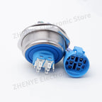 40mm Metal Push Button Switch Power LED Light Waterproof Reset Self-locking Latching Start Stop Switch On Off 2NO2NC With Wire