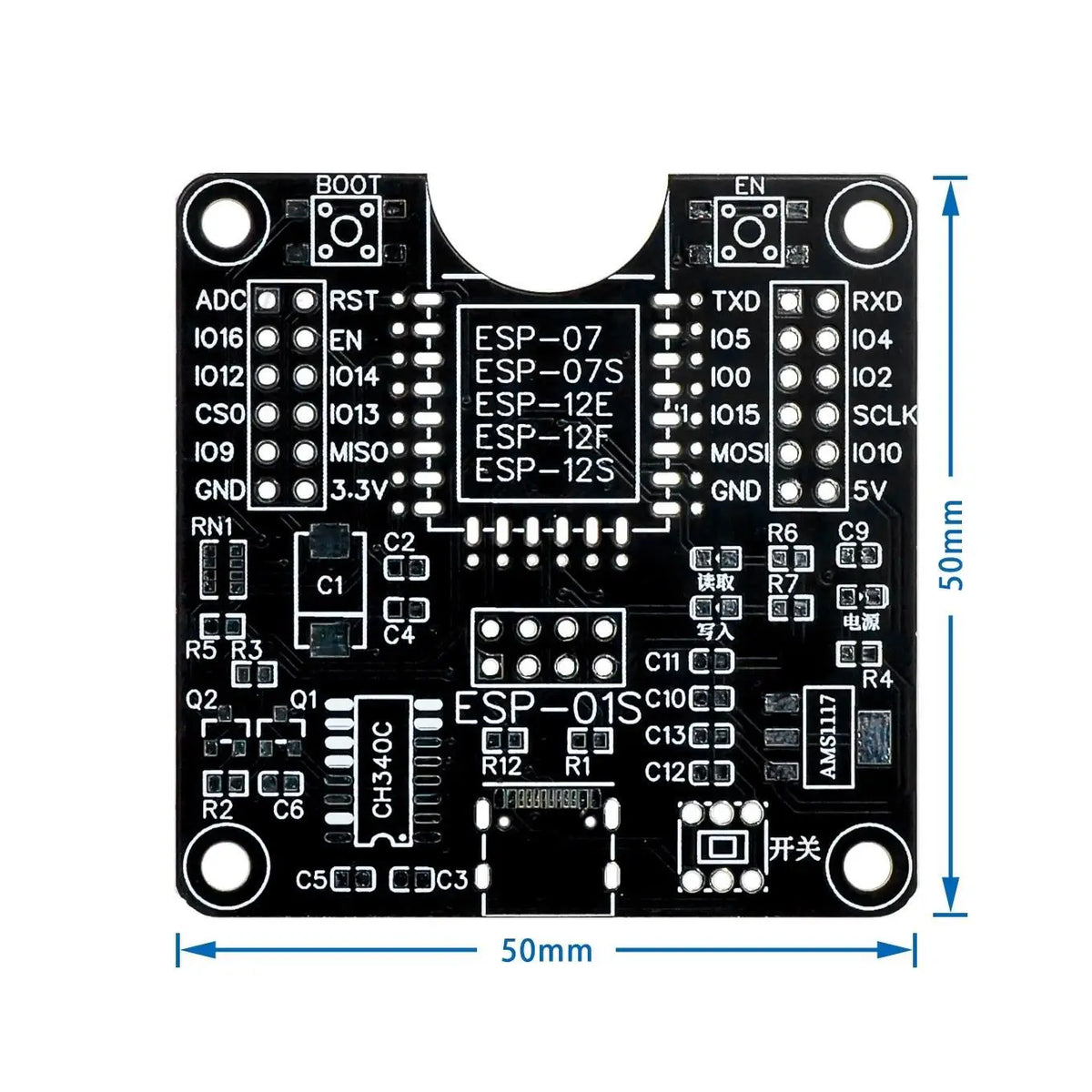 ESP8266 ESP-WROOM-32 ESP32-WROVER Development Board Test Programmer Socket Downloader for ESP-01 ESP-12F ESP-07S ESP-12S ESP32