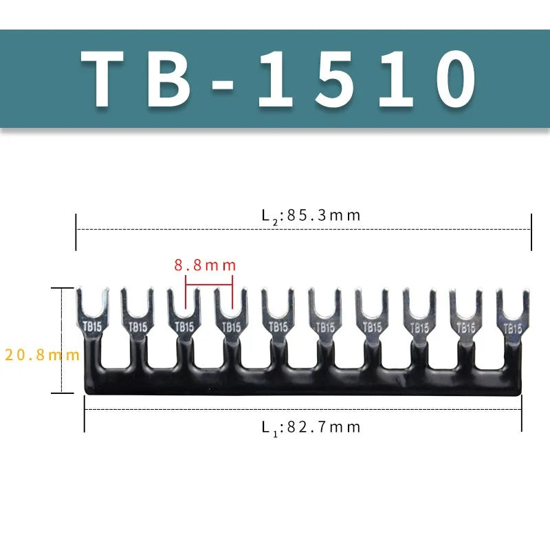 10/20/50/100PCS TB1512 / TBD-15A 12 Position Pre Insulated Fork Type Terminal TB Connection Strip Barrier Strip Jumper Connector