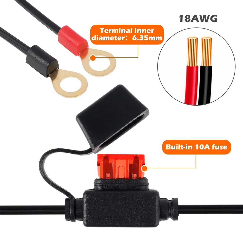 Quick Release Sae Cable 12v Charger Cable for Motorcycle Battery Terminal to Sae O-Ring Ring Terminal for Motorcycle Car