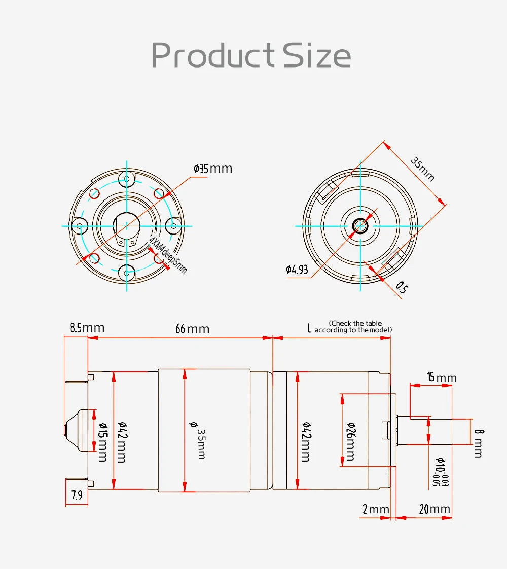 Planetary Reduction Motor 42GP-775 High Torque 12V/24V Can Rotate Forward and Reverse 8PRM~1600PRM, Maximum Torque 253KG.CM