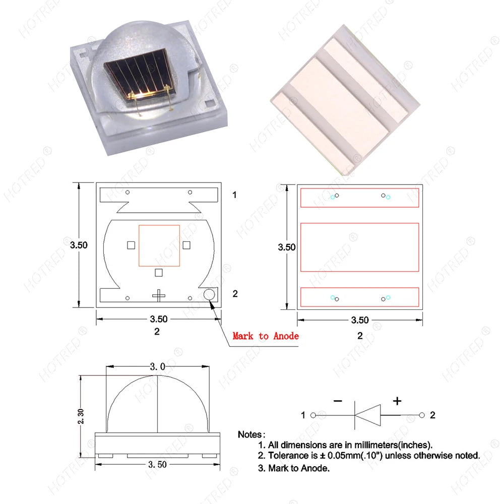 1W 3W High Power 3535 LED Chip IR 1000nm 1050nm1200nm1300nm 1500nm 1600nm Infrared FarRed Diode Lamp for DIY Night Vision Camera