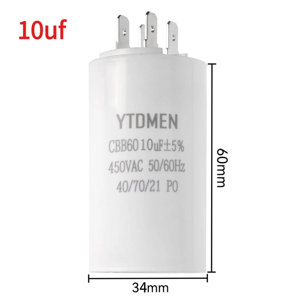 CBB60 450VAC 4~60μF ±5% 4-Pin Double Insert Motor Run Capacitor for Air Conditioner/Refrigerator/Pump，50/60Hz