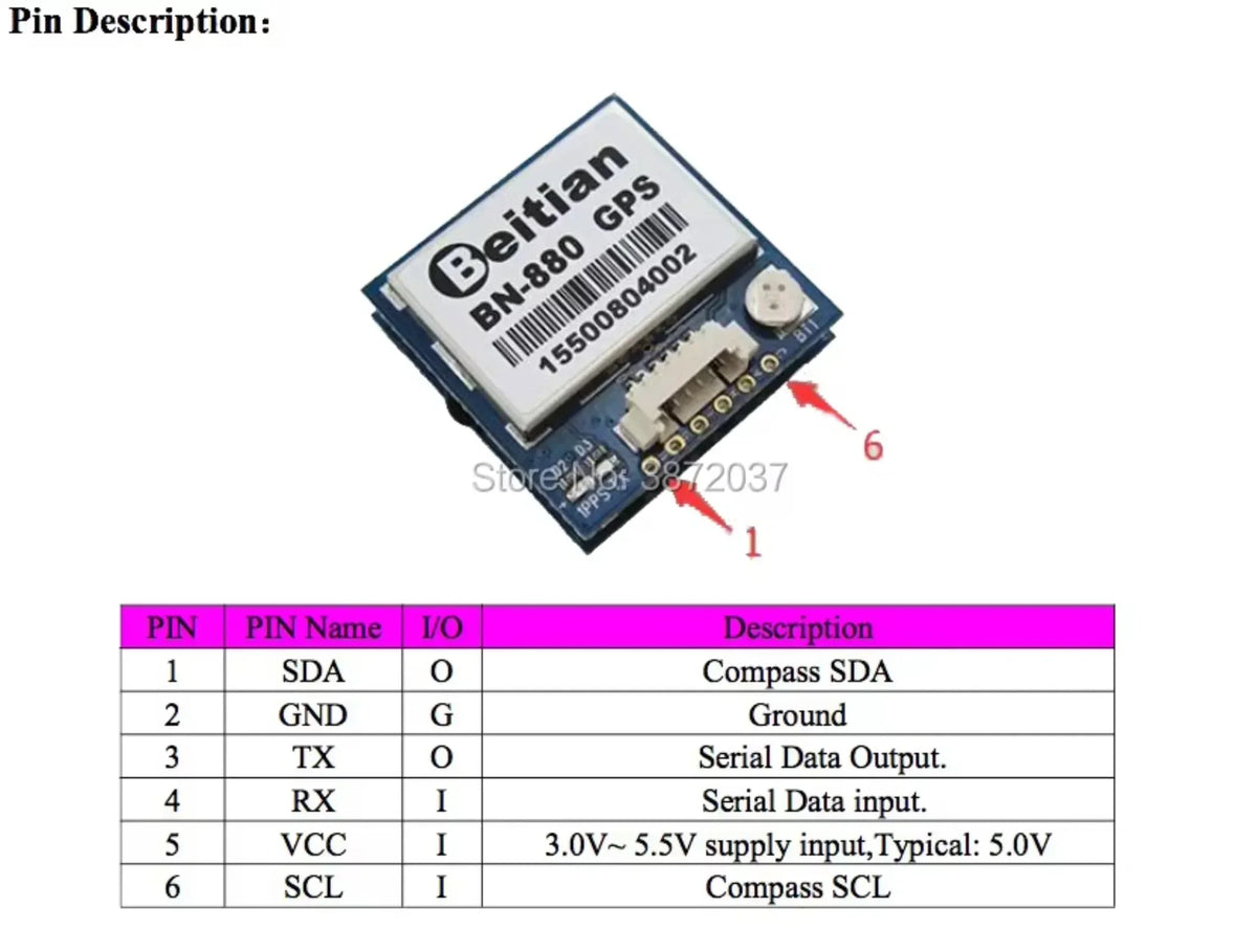 10pcs/lot Beitian BN-880 GPS Module with Flash Compass GPS Glonass BeiDou Active Antenna for Aircraft FPV RC Flight Controller