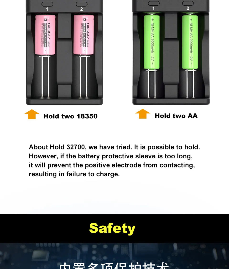 LiitoKala Lii-PD4/PD2 AC PD Charger LCD Fast Charging 4/2-Bay for 21700/18650/AA/AAA Multi-Protection Auto-Detect