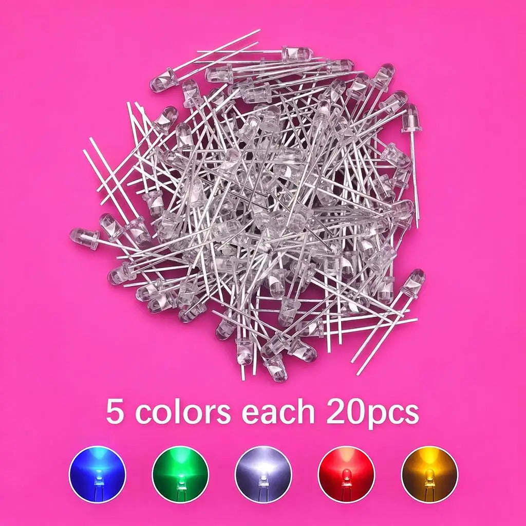 SAMIROB 60/100Pcs 3mm LED Diode Kit F3 Schottky Assorted Diode Red White Green Blue Yellow Orange Pink Purple Warm White for DIY