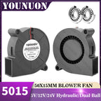 5015 50mm DC 24V 12V 5V 2Pin Dual Ball/Sleeve Bearing Brushless Cooling Turbine Blower Fan 50mm x 15mm Blower Cooler Fan