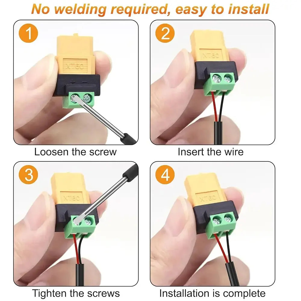 1PC XT60 Male/Female To 2Pin Solderless Power Plugs for Solar Panels Drone XT60 Connectors Screw Terminal Adapter