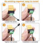 1PC XT60 Male/Female To 2Pin Solderless Power Plugs for Solar Panels Drone XT60 Connectors Screw Terminal Adapter