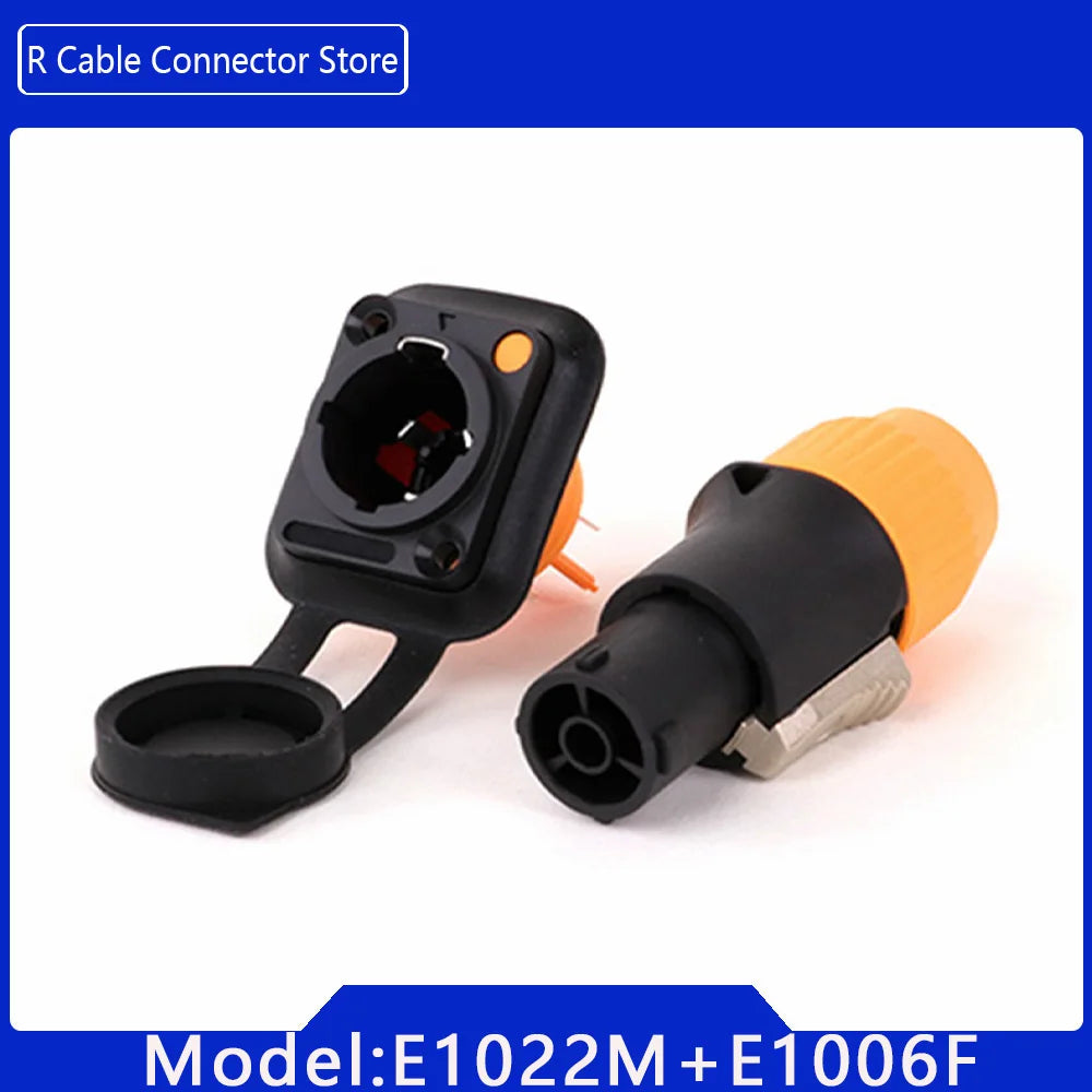 2pcs 3Pins Waterproof IP65 Grade Locking Powercon Male Plug Jack Female Chassis Socket Cable Wire Connector
