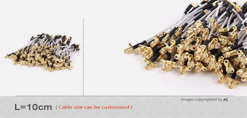 10PCS MMCX Male to SMA Female 2Hole Flange Panel Mount RG316 Cable Pigtail FPV Antenna Extension Cord for TBS Unify Panda RC VTX