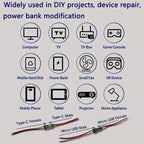 2/5/10/20pcs 2Pin Type‑C/Micro USB Male Female Connector With 6cm Pre‑soldered Wires 5V Charging Jack for DIY Projects Repair