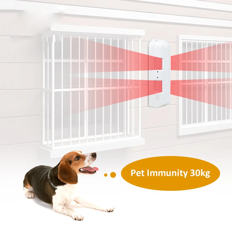 2pc Outside Inside Use Wired Curtain PIR Motion Sensor with Dip Switches Pet Immune 25KG Built-in Buzzer 70dB 24M Detection