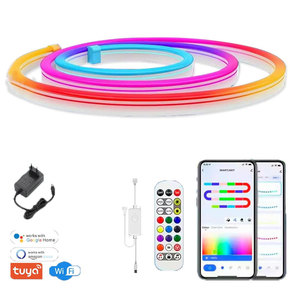 WISCOLOR WIFI RGBIC LED Neon Rope Lights Waterproof Music sync voice control Support Smart Life/TUYA/Alexa For Home Decoration