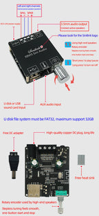 XINYI Sini Audio C50L/C100L Stereo Bluetooth Digital Power Amplifier Board 50W Dual Channel 360 Degree Stepless Tuning AMPModule