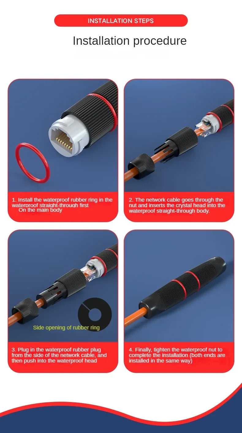5Pcs RJ45 Docking Connector Ethernet Network Straight-through Waterproof IP67 Header Outdoor Broadband Network Cable Extender