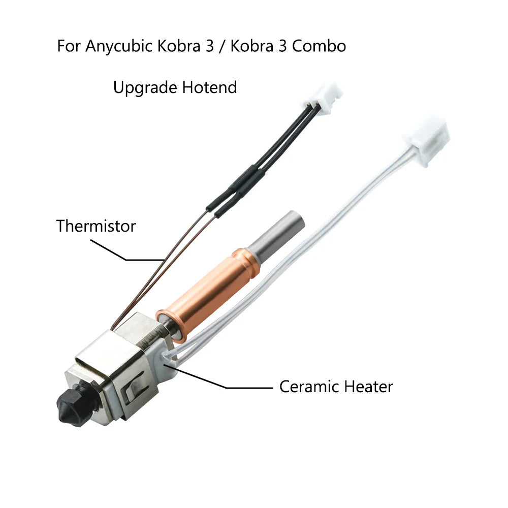 Ceramic Heater Thermistor For Anycubic Kobra 3 Hotend Upgrade Kobra 3 Print Head 24V 60W Heating Tube Kobra 3 Combo Accessories