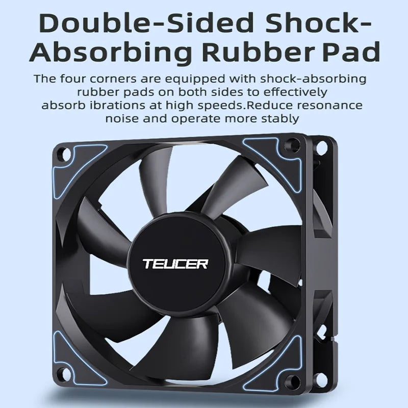 TEUCER 8015 Computer Case Fan 80mm/92mm 4-pin PWM High Airflow Ultra-thin Cooling Fan 1200-3000RPM Cascadable FDB Bearing Fan