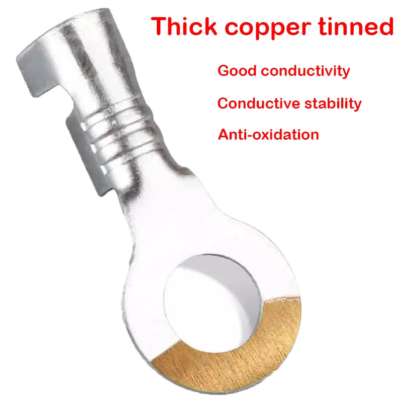 O-type Ground Lugs Terminal Cold-Pressed Copper Tab Wiring Nose Wire Lugs Crimp Wire Connector Eyelets Cable Connection Clamp